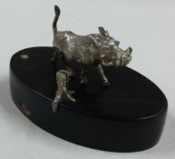 PATRICK MAVROS: A silver menu / place card holder cast with warthog.
