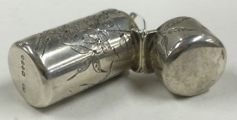 SAMPSON MORDAN: A Victorian silver scent bottle engraved with owls.