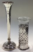 Two good tapering silver spill vases.