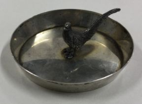 A rare novelty silver dish cast with pheasant. London 1908.