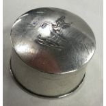 A rare silver pill box with 'bird killing' crest. Birmingham 1833.