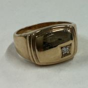 A good diamond single stone signet ring in 9 carat setting.