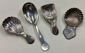 Four silver plated caddy spoons.