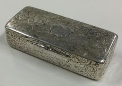 A Victorian silver hinged snuff box with engraved stag decoration to underneath.