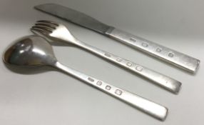 A three-piece silver cutlery set. London 1966. By Gerald Benney.