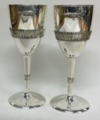 A pair of silver wine goblets. Birmingham 1982. By PDW.