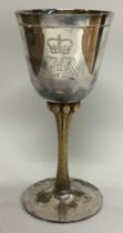 A Queen's Silver Jubilee silver goblet. London 1977. By Robert & Belks.