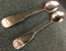 GLASGOW: A pair of George III Scottish silver basting spoons. 1823. By George Innes.