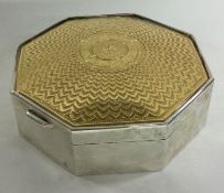 A large Indian silver gilt box. Marked to base.