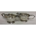 A rare pair of 18th Century Georgian silver sauce boats. London 1729. By William Paradise.