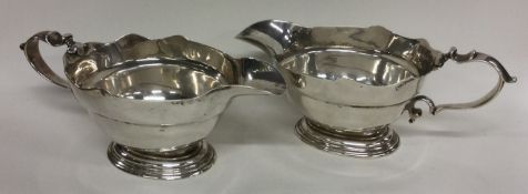 A rare pair of 18th Century Georgian silver sauce boats. London 1729. By William Paradise.