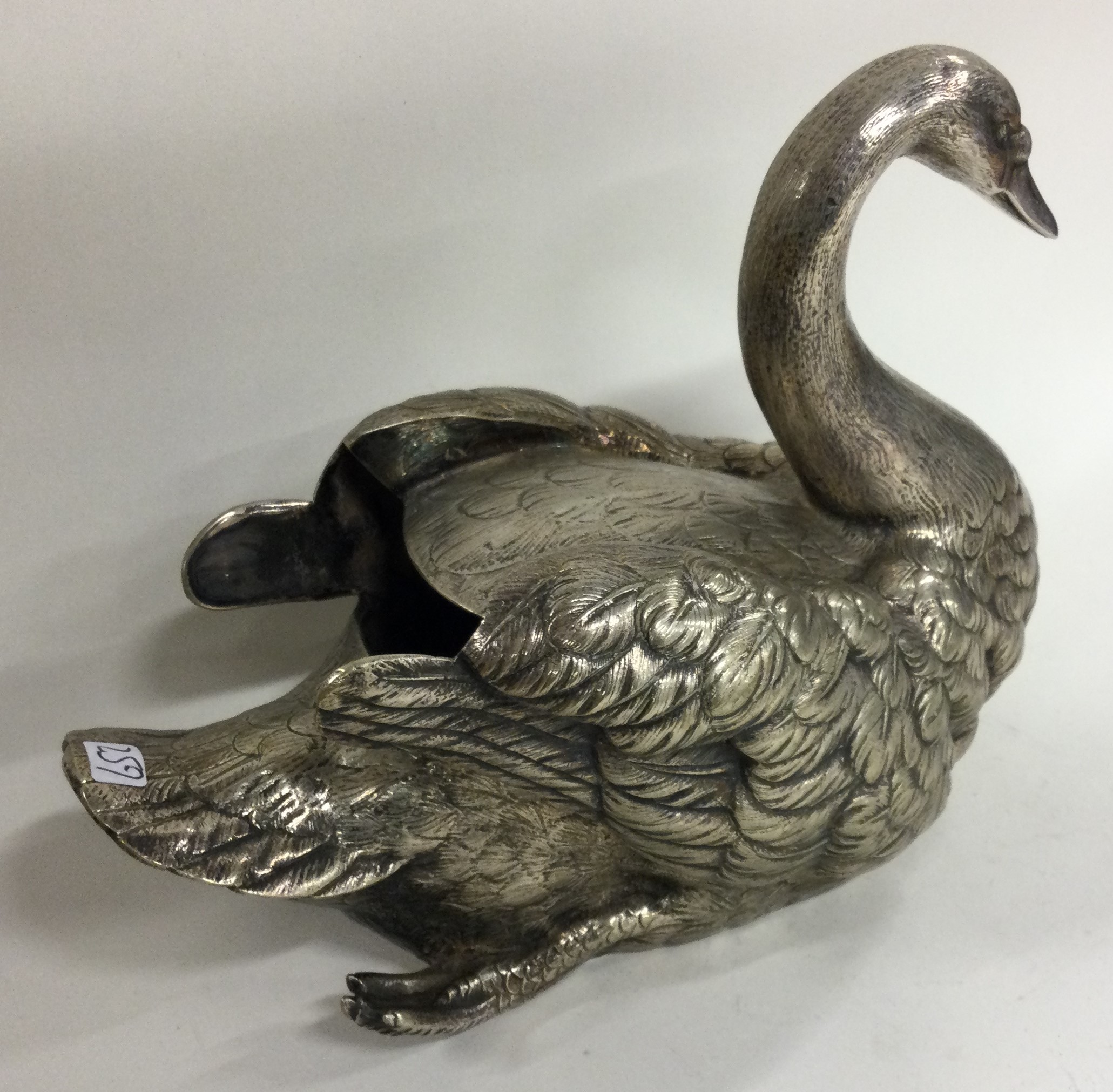 A large silver plated figure of a swan. - Image 2 of 3