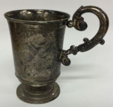A heavy Russian silver and Niello tankard. Marked to base.