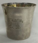 An early Provincial silver beaker. Makers mark and struck twice to base.