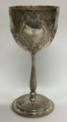 A chased Victorian silver goblet. London 1869. By Martin Hall & Co.