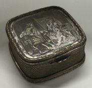 A French silver plated snuff box engraved with scenes. Circa 1800.