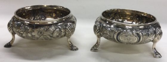A pair of George III silver salts. London 1855. By William Robert Smily.