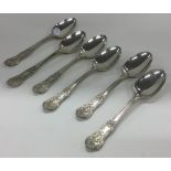 A rare set of six silver teaspoons bearing unusual French coat of arms. London 1848.