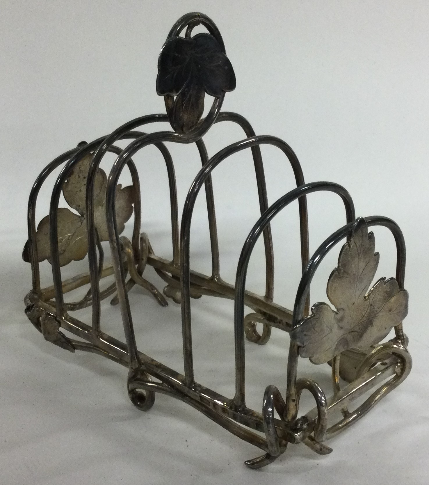 A novelty Victorian silver toast rack cast with leaves. Birmingham 1849. By Yapp & Woodward. - Image 2 of 2