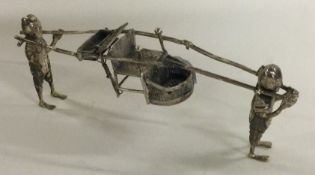 WANG HING: A 19th Century Chinese export silver miniature chariot. Marked to base.