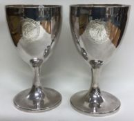 A pair of 18th Century silver wine goblets. London 1795. By James Darquits.