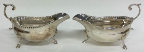 A pair of Victorian silver sauce boats. London 1900.