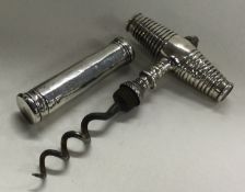 A rare silver travelling corkscrew. Circa 1740. By David Field.