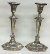 A large pair of silver 'Sabbath' candlesticks. Sheffield 1933.
