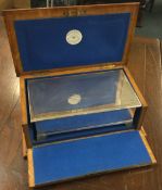 A large silver combination cigar box with inkwell to centre in original box. London 1864.