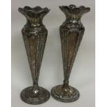 A large pair of silver posy vases. Sheffield 1909.