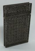 A Continental silver filigree card case. Marked to interior.