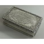 A large silver snuff box with hinged lid. Birmingham 1823. By Thomas Shaw.