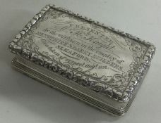 A large silver snuff box with hinged lid. Birmingham 1823. By Thomas Shaw.