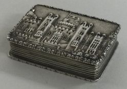 NATHANIEL MILLS: A George III silver castle top vinaigrette depicting Windsor Castle.
