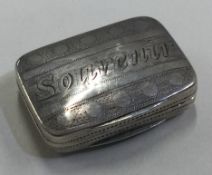 A rare George III silver vinaigrette entitled 'Souvenir'. Birmingham 1813.