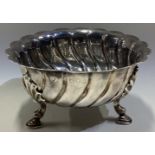 A Victorian silver bowl on three feet in the Continental style. London 1892.