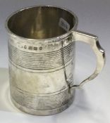 A Victorian silver tankard with reeded decoration. Birmingham 1870.