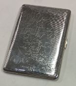 A rare silver cigarette case engraved with scene of Malaya Singapore.