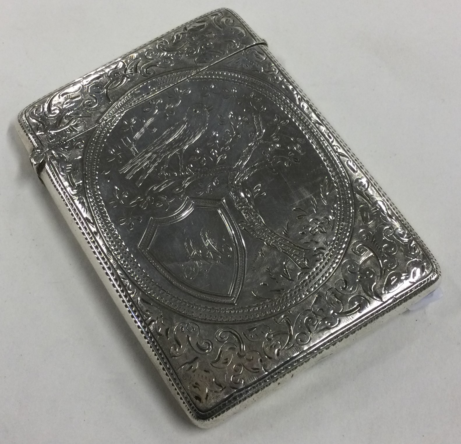 A fine Aesthetic Movement Victorian silver card case. Birmingham 1900.