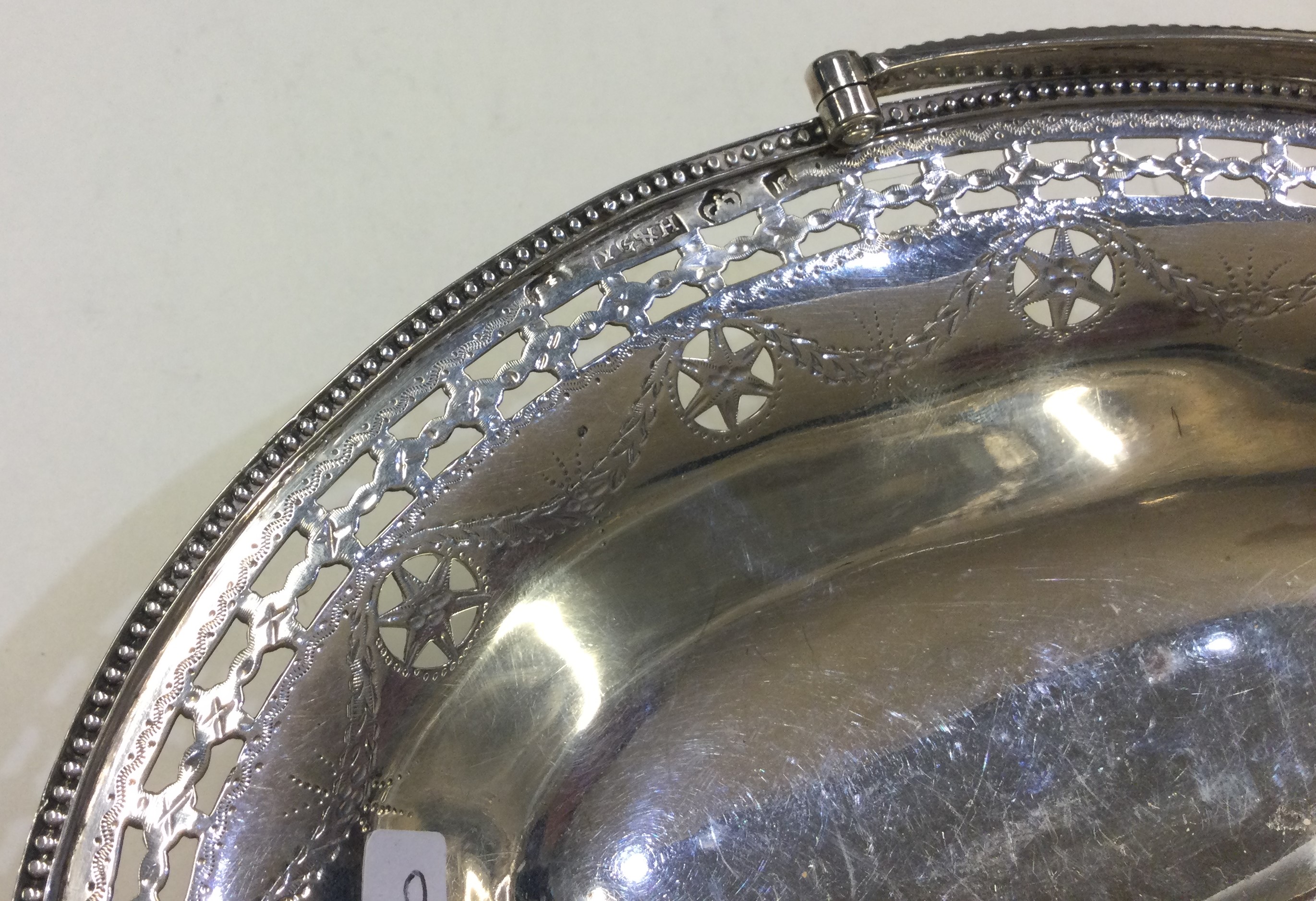 A fine 18th Century George III silver swing handled basket pierced with stars. Sheffield 1774. - Image 3 of 3