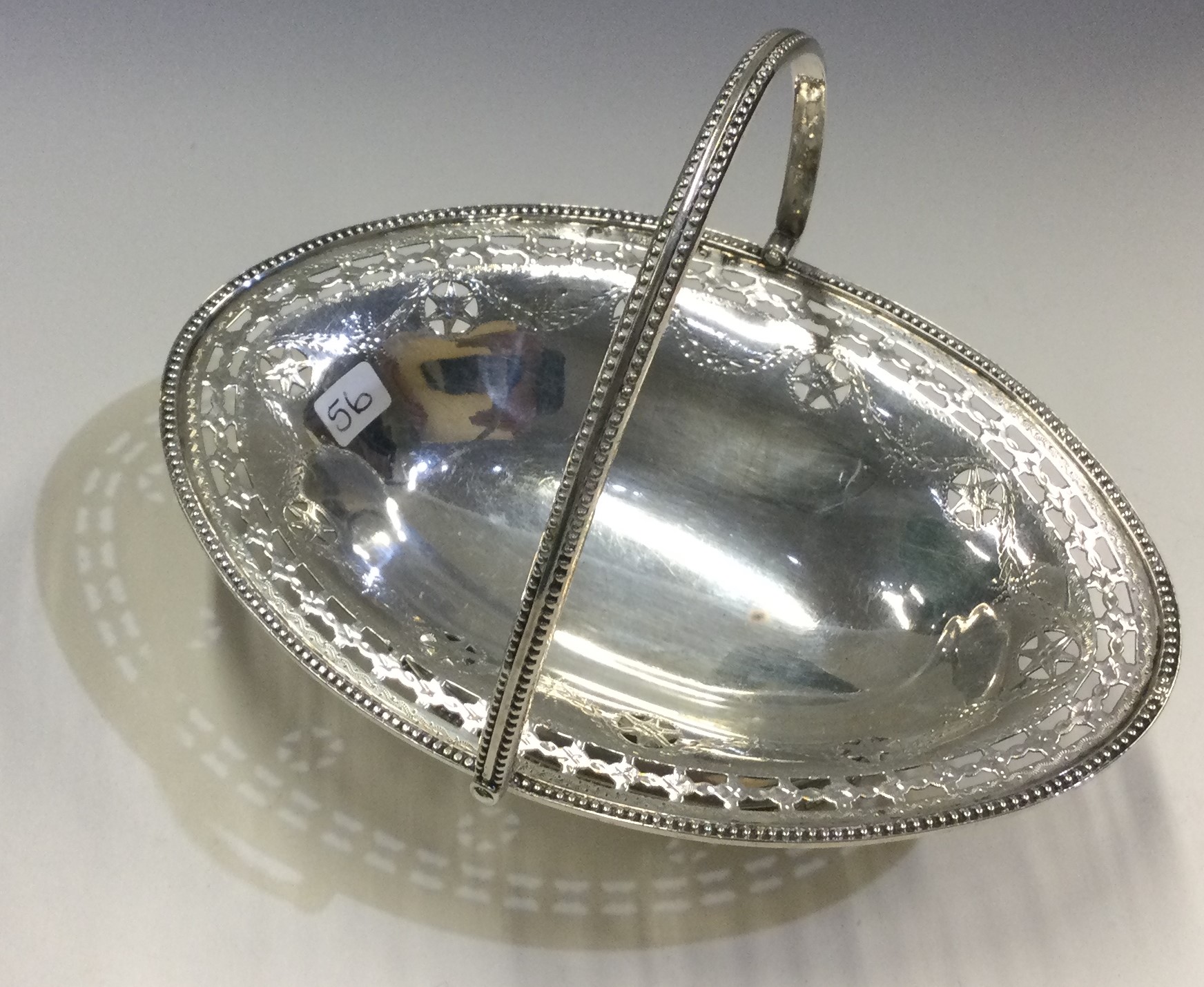 A fine 18th Century George III silver swing handled basket pierced with stars. Sheffield 1774. - Image 2 of 3