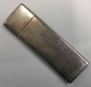 A heavy silver card holder with lift-off lid.