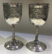 A pair of Continental silver Judaica kiddush cups.