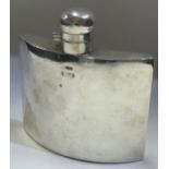 CHESTER: A Victorian silver hip flask of curved form.