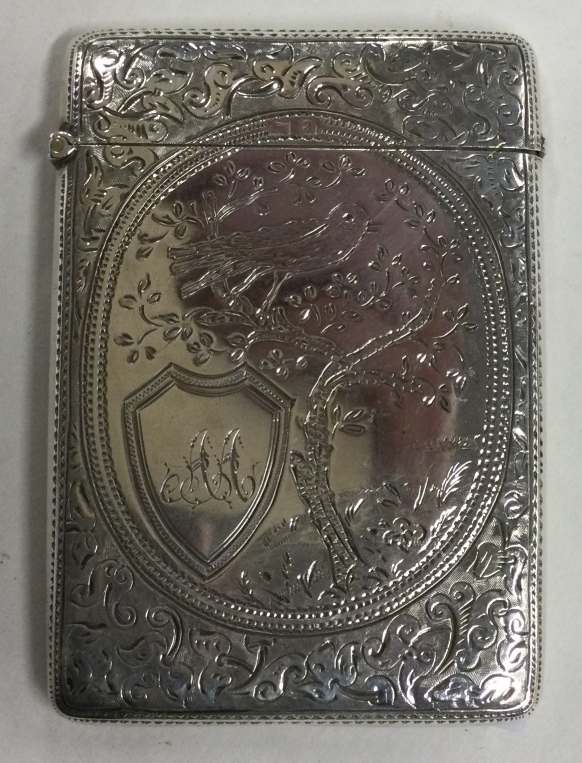 A fine Aesthetic Movement Victorian silver card case. Birmingham 1900. - Image 2 of 2