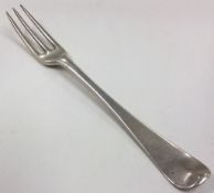 An early 18th Century silver three prong fork.