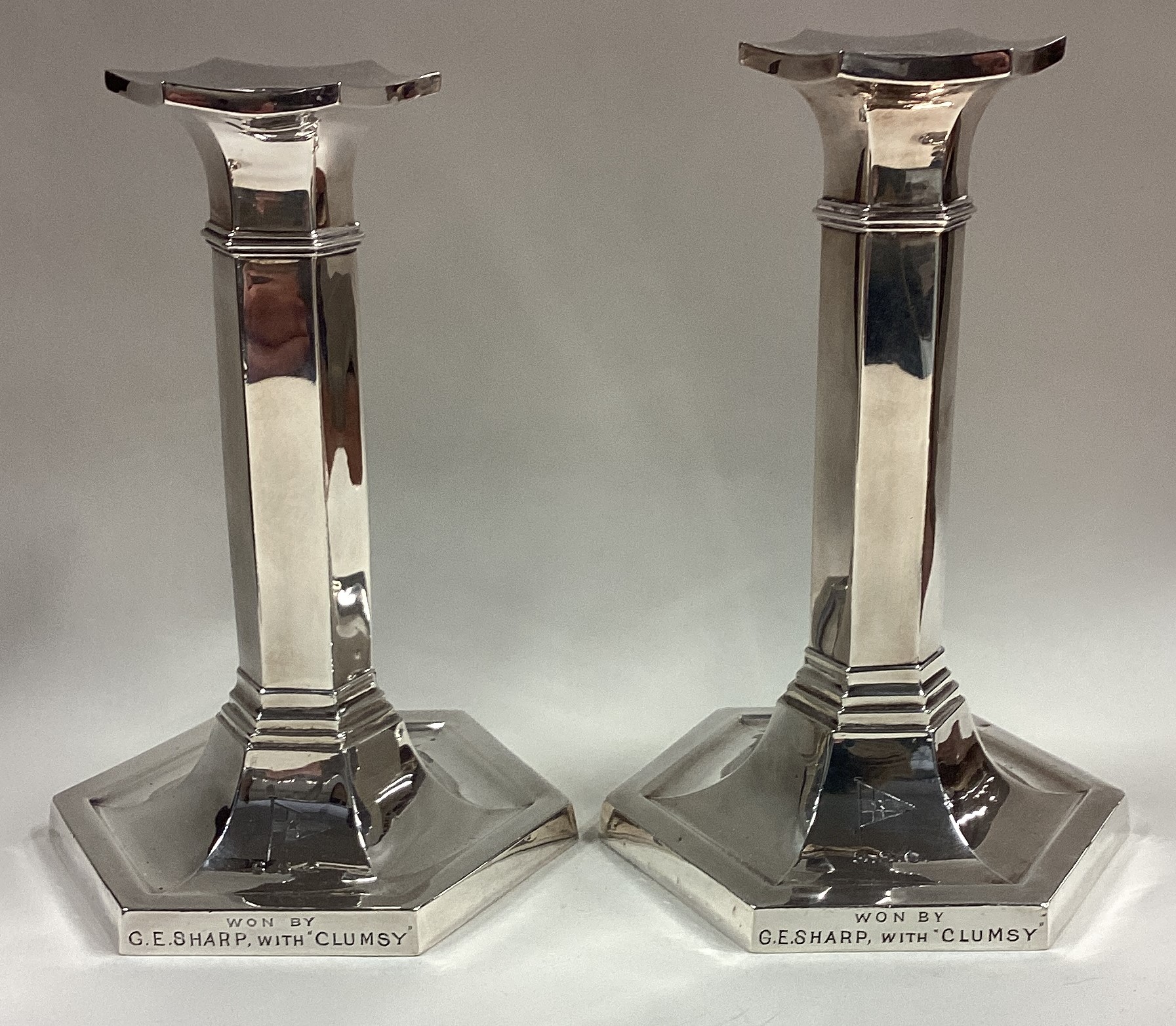 A pair of stylish silver candlesticks. Birmingham.