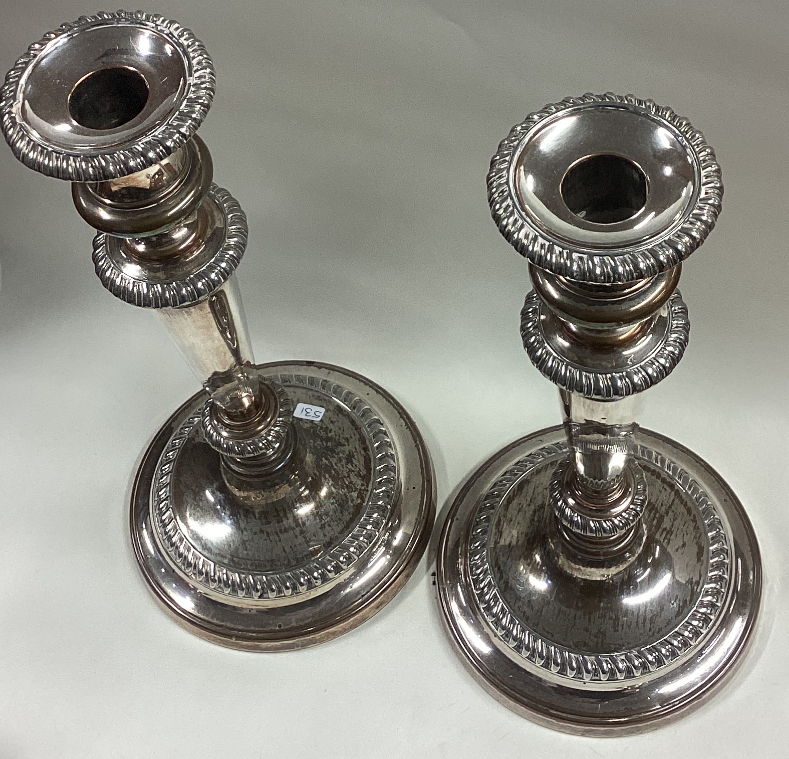 A good pair of Old Sheffield silver plated candlesticks. - Image 2 of 2