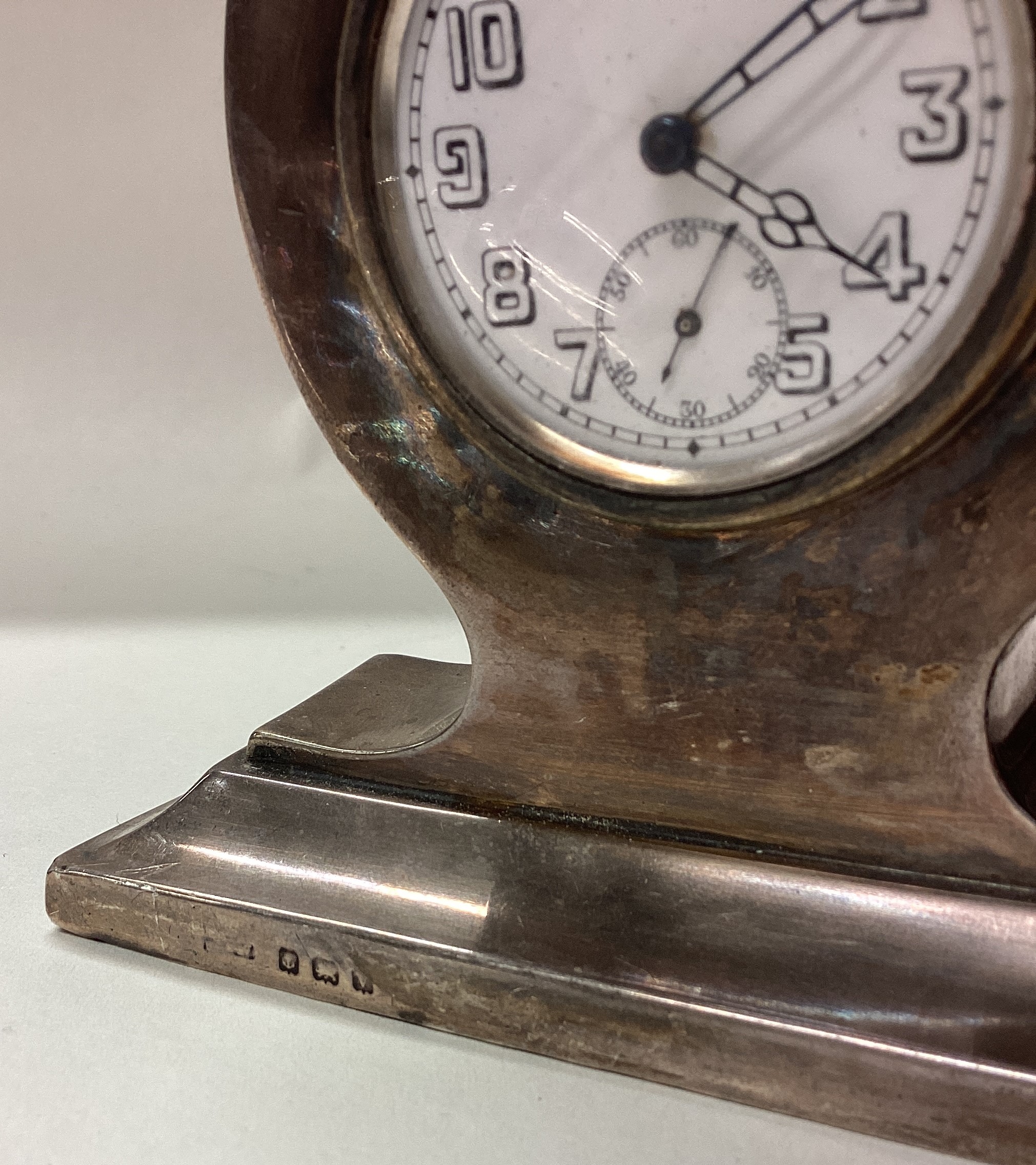 A large silver table clock. Birmingham 1946. - Image 2 of 3