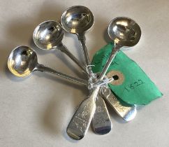 A good set of four Georgian silver OE pattern salt spoons.